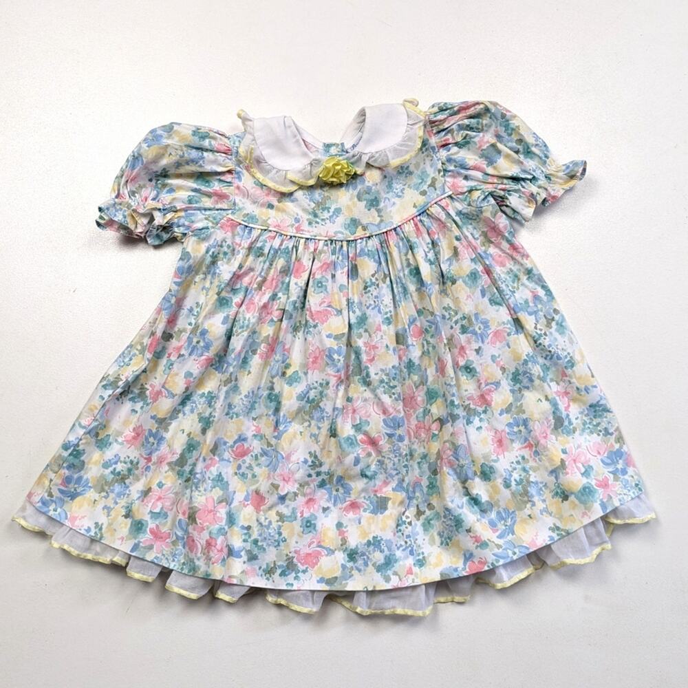 Vintage Bryan Dress Girls Size 18-24m Floral Frilly